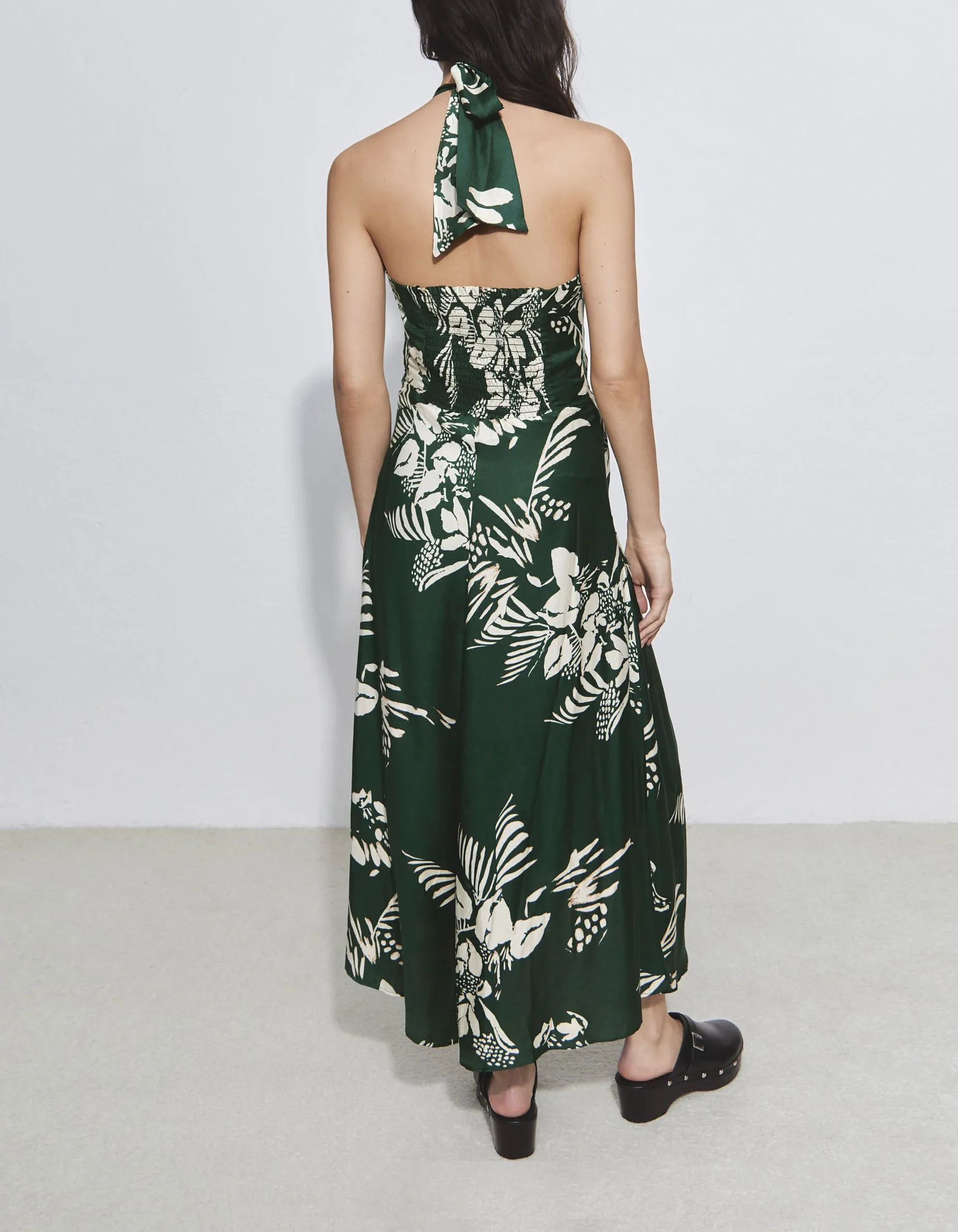 Pure Edition-Robe dos-nu verte imprimé Jungle Vibe Femme