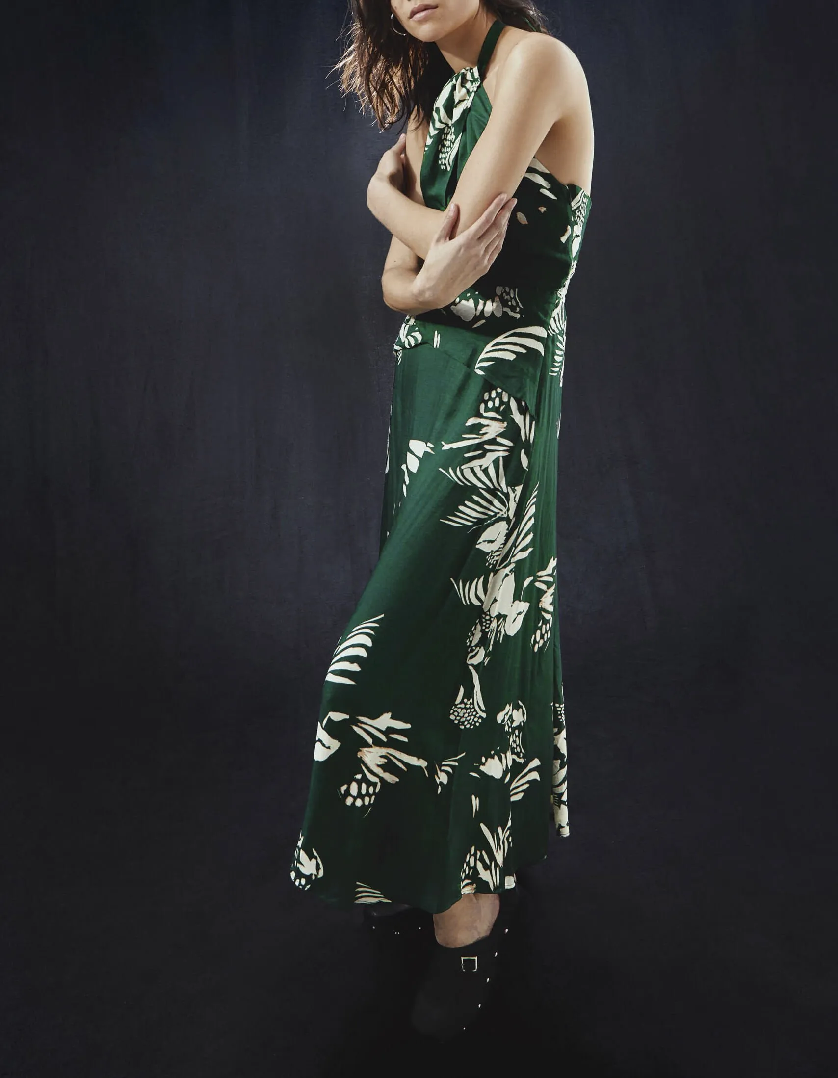 Pure Edition-Robe dos-nu verte imprimé Jungle Vibe Femme