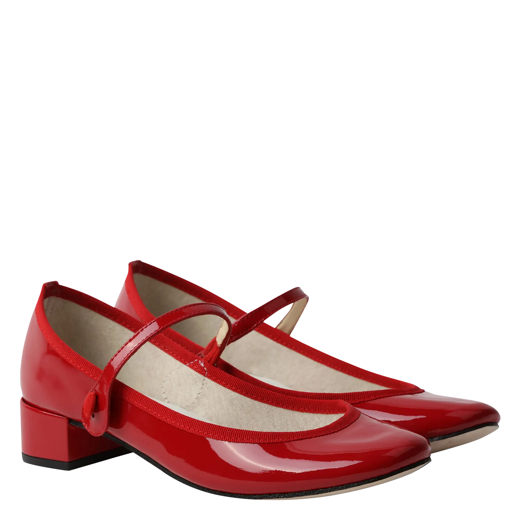 REPETTO  Babies à talons en cuir vernis rose - Rouge