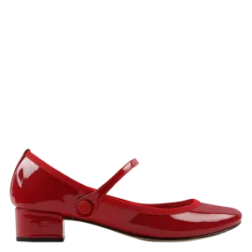 REPETTO  Babies à talons en cuir vernis rose - Rouge