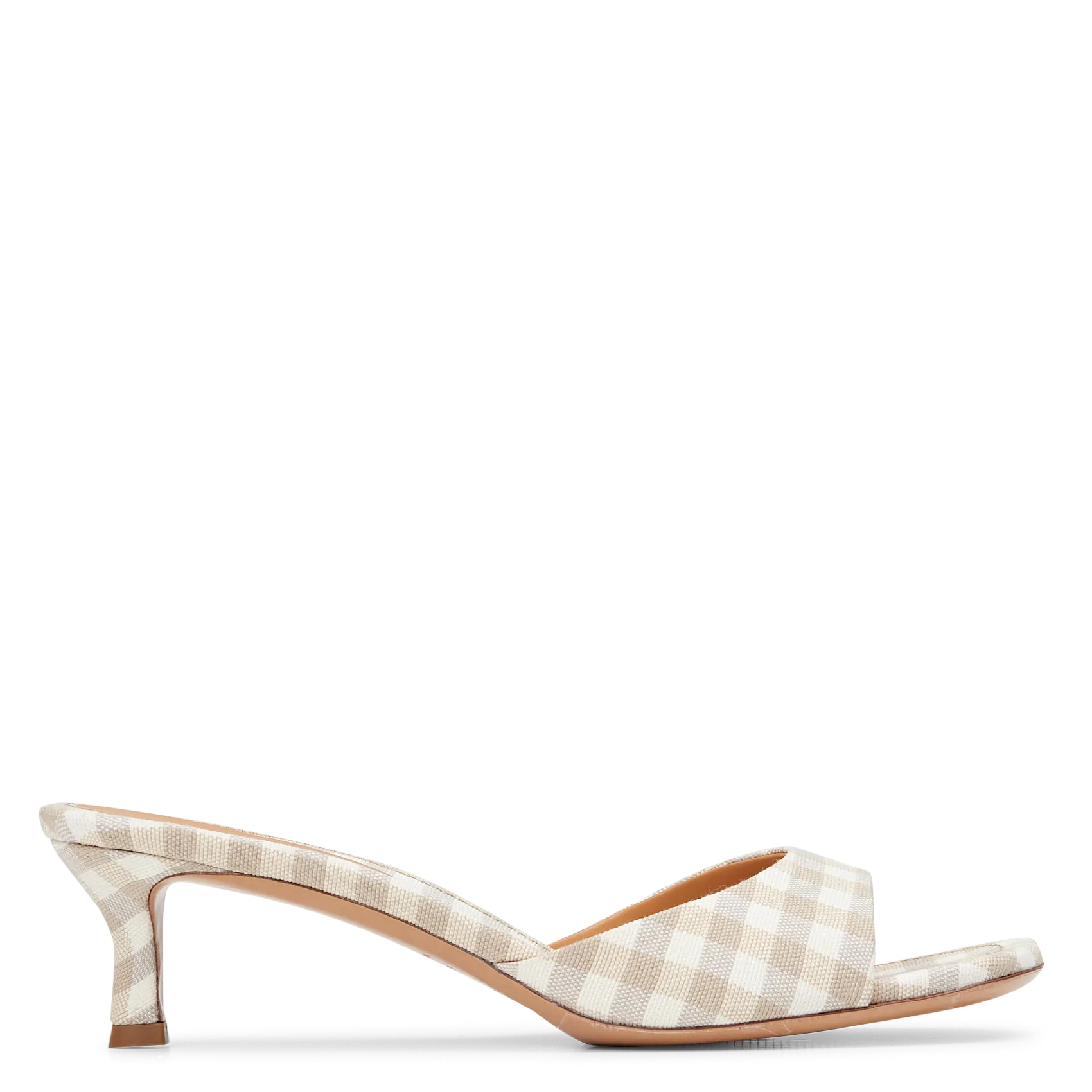 RIVECOUR  Mules à talons en vichy n414 - Beige