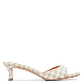 RIVECOUR  Mules à talons en vichy n414 - Beige