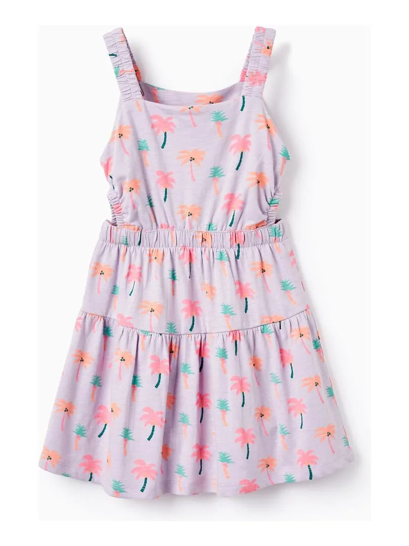 Robe Imprimée En Coton Pour Fille 'Tropical' manches courtes EXPLORING AUSTRALIA - Mauve