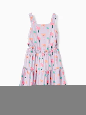 Robe Imprimée En Coton Pour Fille 'Tropical' manches courtes EXPLORING AUSTRALIA - Mauve