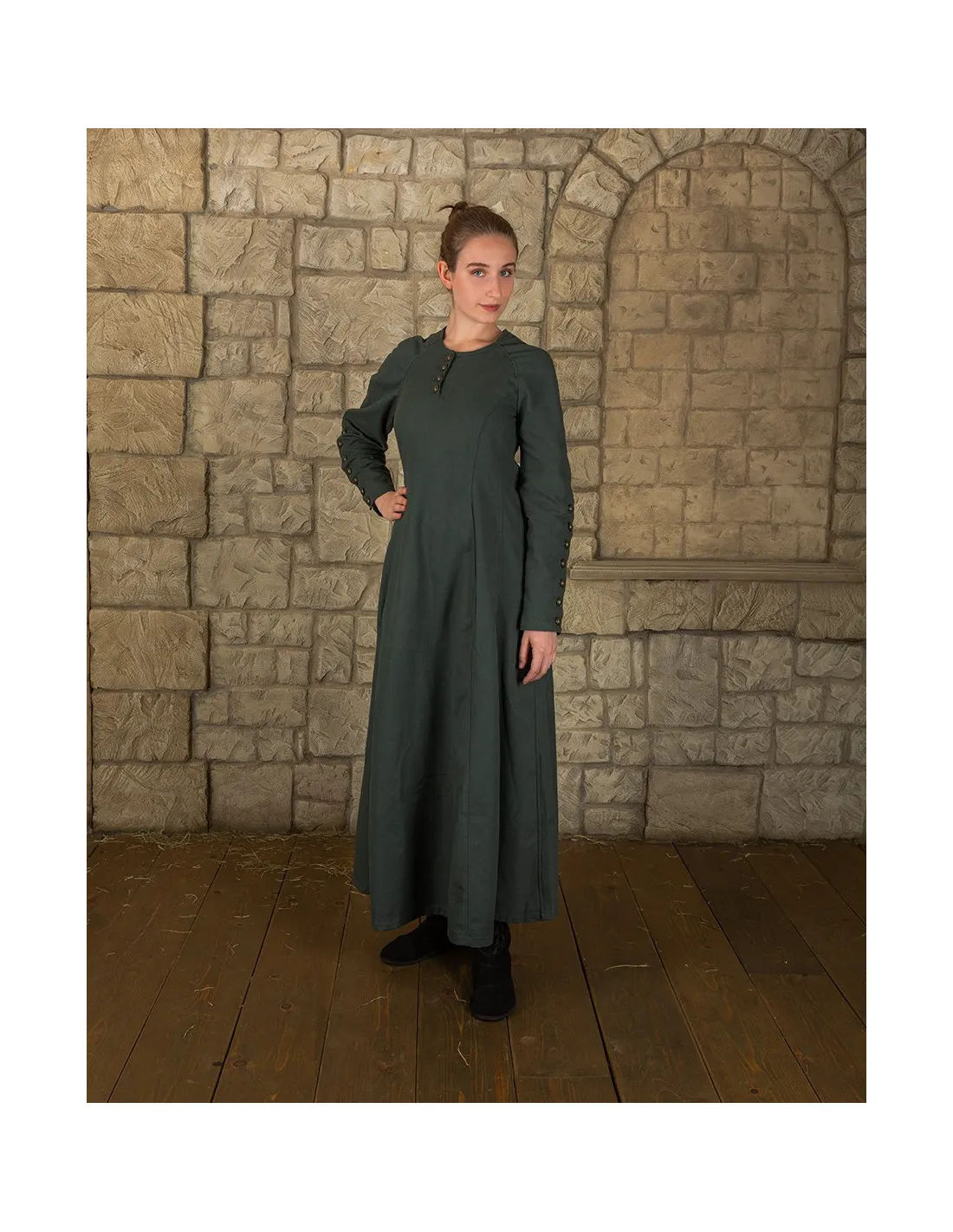 Robe médiévale modèle Jovina, couleur verte ⚔️ Boutique Épées