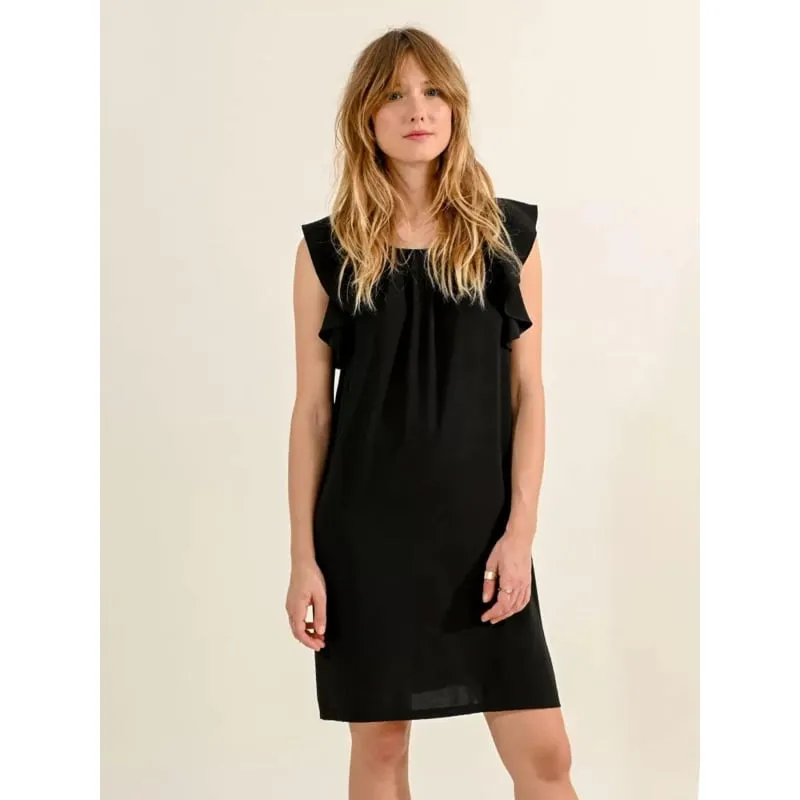 Robe pull jupe simili cuir 2 en 1 noir femme - Morgan | wimod