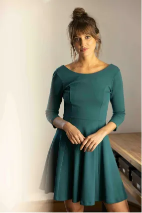 Robe verte made in France Emma en coton bio certifié GOTS. - mARIANNE by Marie Jordane - Marques de France