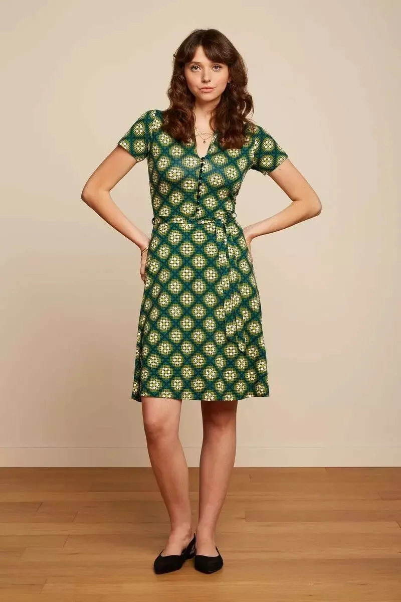 Robe verte motifs géométriques King Louie, Emmy