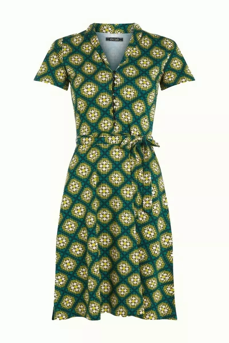 Robe verte motifs géométriques King Louie, Emmy