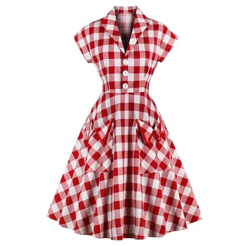 Robe Vintage Plaid Rouge