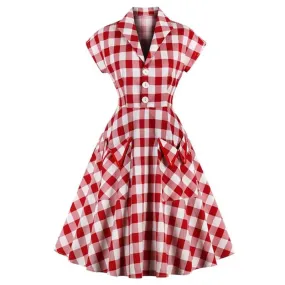 Robe Vintage Plaid Rouge