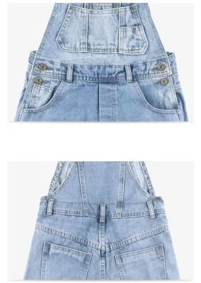 Salopette short en denim pour femme tendance été