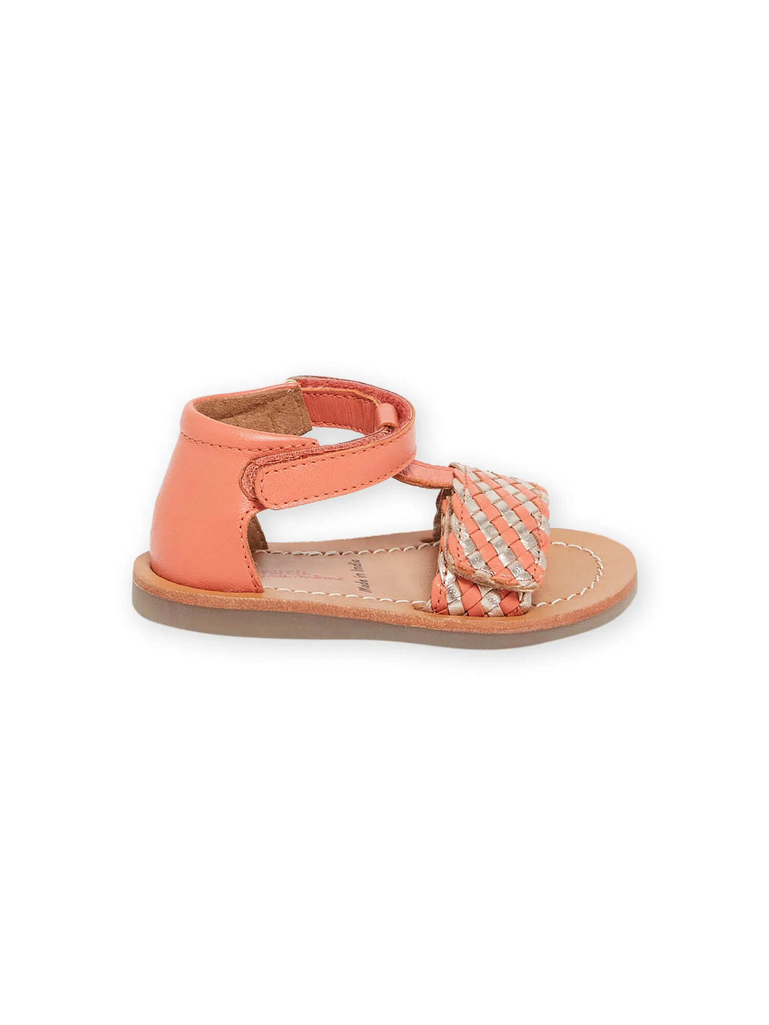 Sandales corail en cuir