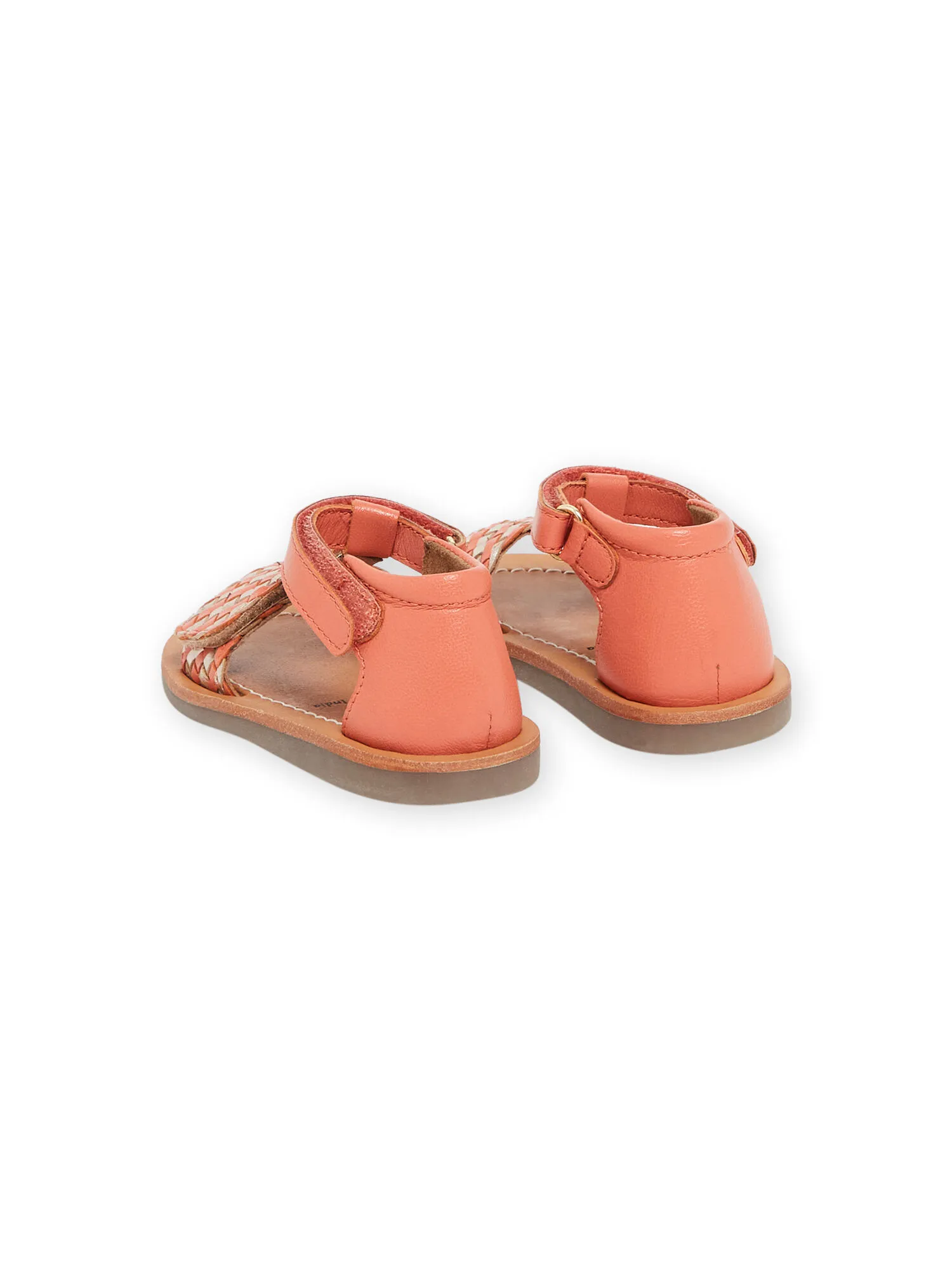 Sandales corail en cuir