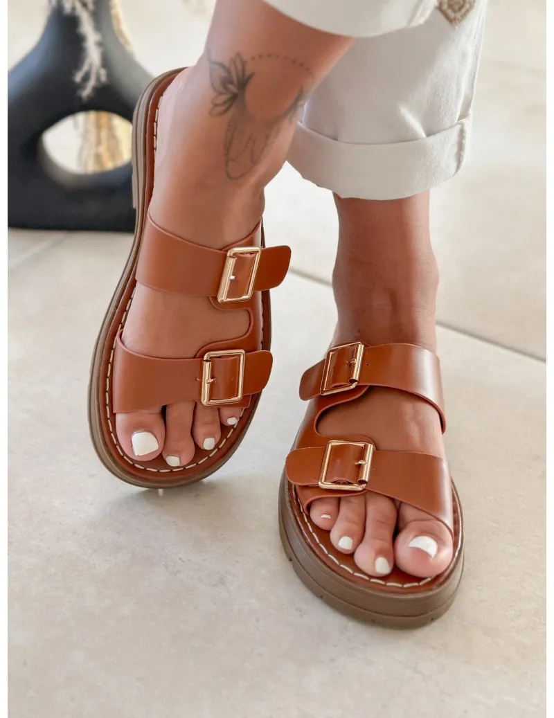 Sandales mules camel - Eos