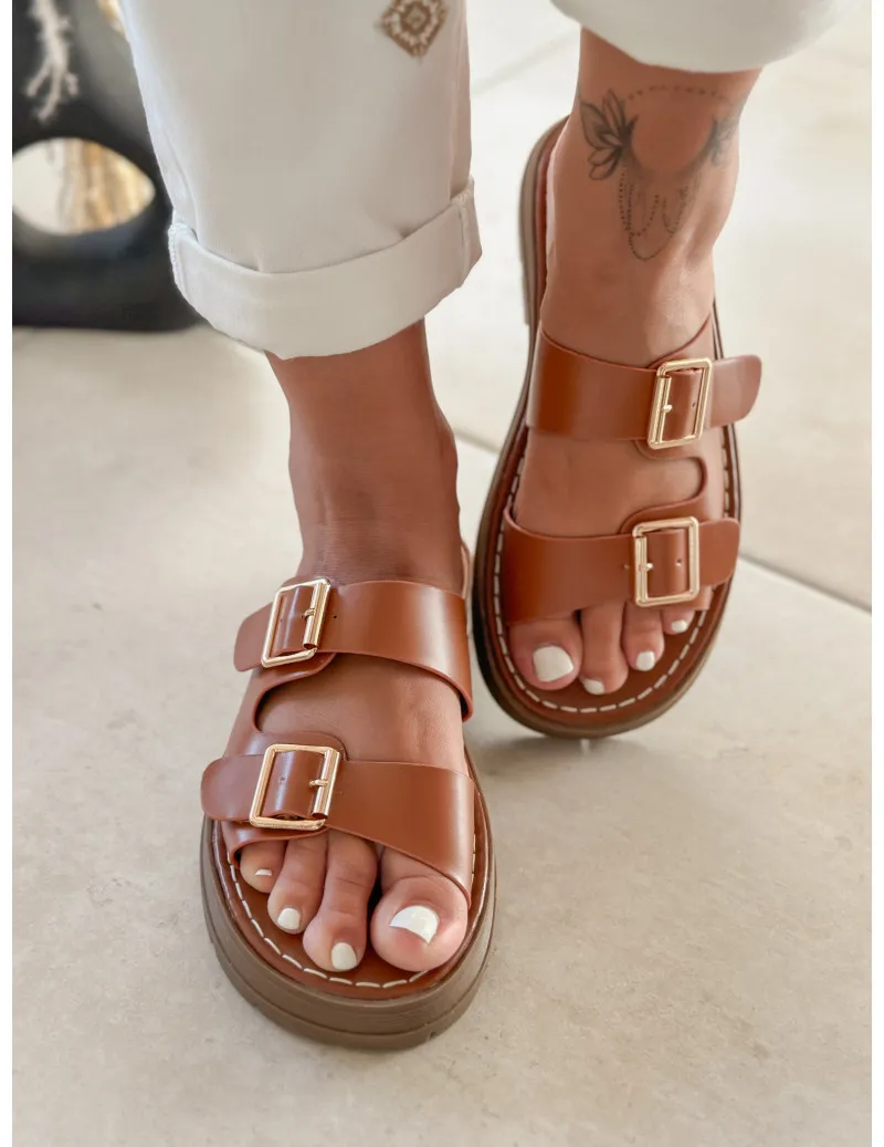 Sandales mules camel - Eos