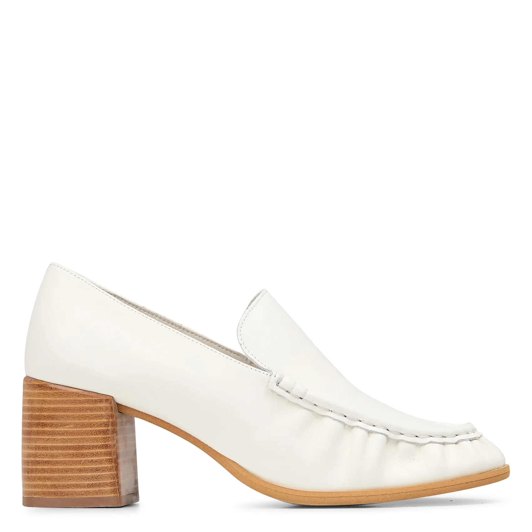 SESSUN  Mocassins à talons en cuir hikari - Blanc