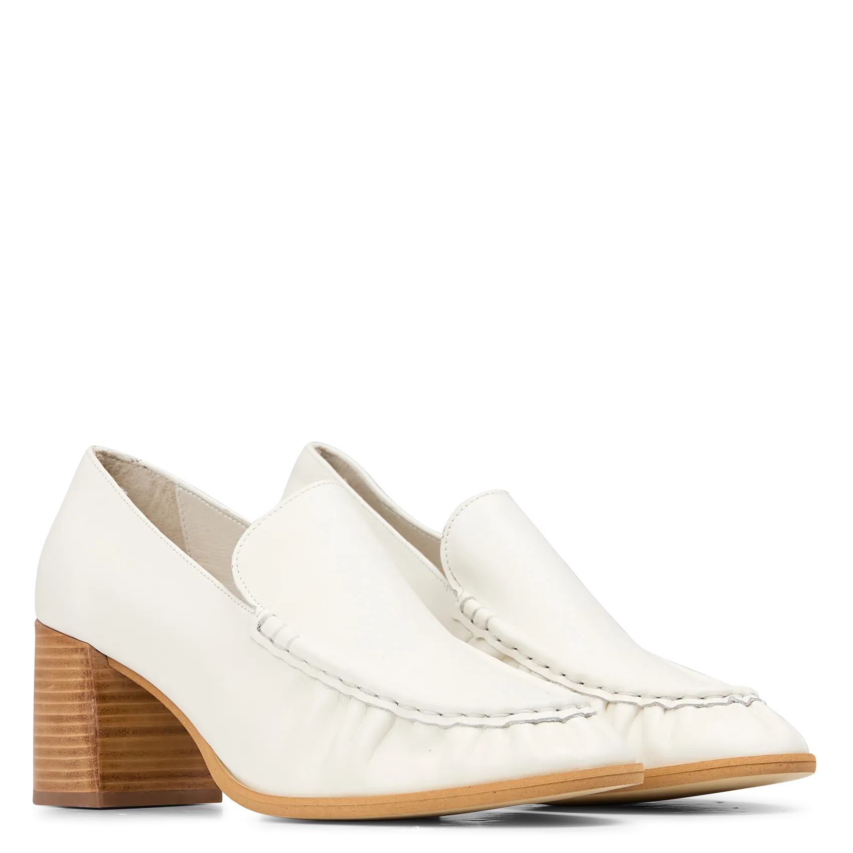 SESSUN  Mocassins à talons en cuir hikari - Blanc