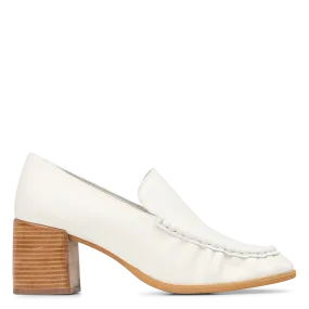 SESSUN  Mocassins à talons en cuir hikari - Blanc