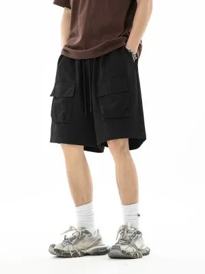 Short cargo en pur coton à poches tridimensionnelles pour homme