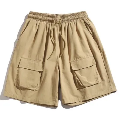 Short cargo en pur coton à poches tridimensionnelles pour homme