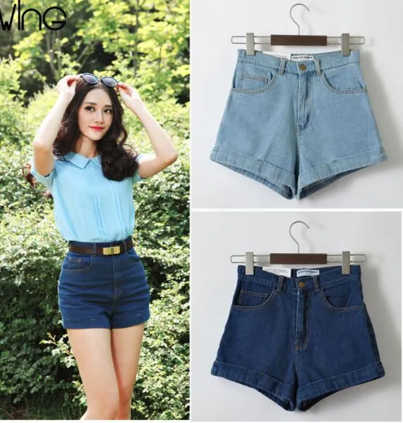 Short court en jeans pour femme taille haute rétro fashion