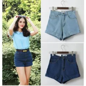 Short court en jeans pour femme taille haute rétro fashion