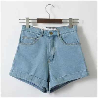 Short court en jeans pour femme taille haute rétro fashion