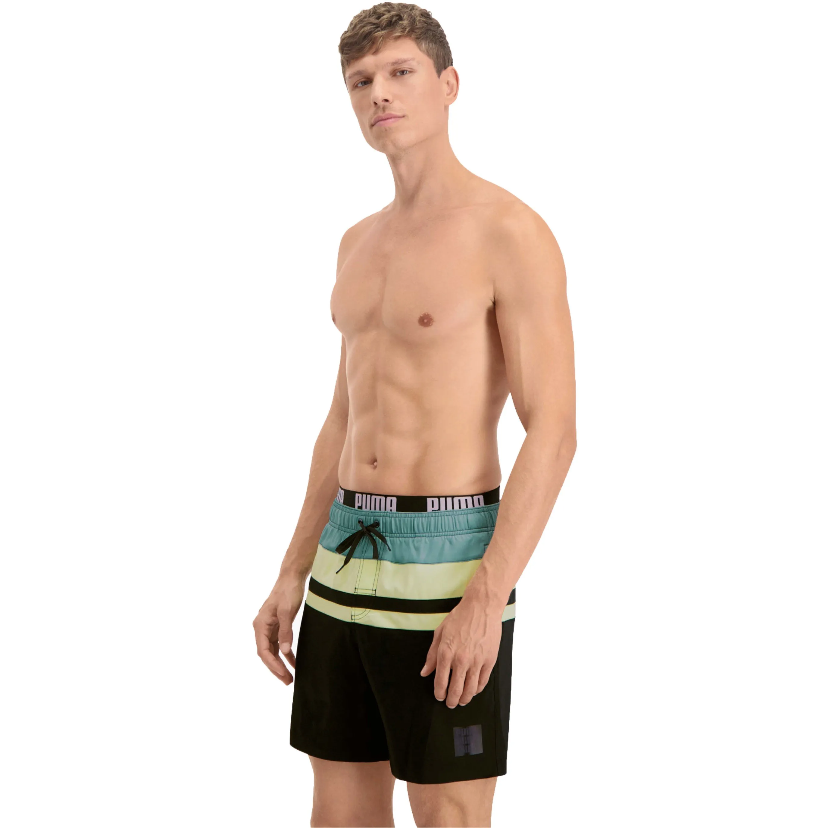 Short de bain mi-long PUMA Swim Heritage Stripe - Mineral bleu - Pu...