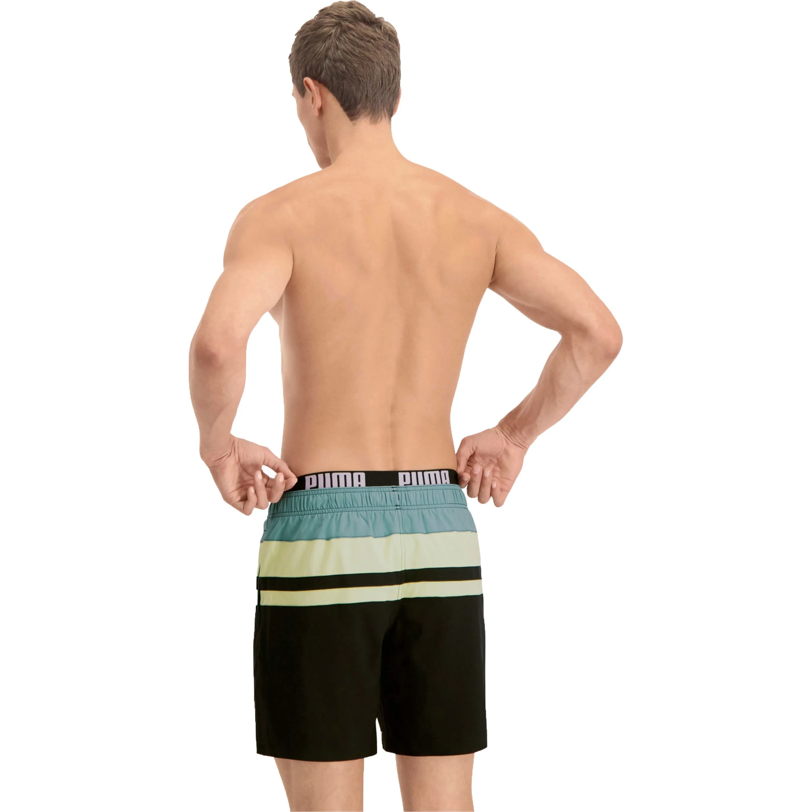 Short de bain mi-long PUMA Swim Heritage Stripe - Mineral bleu - Pu...