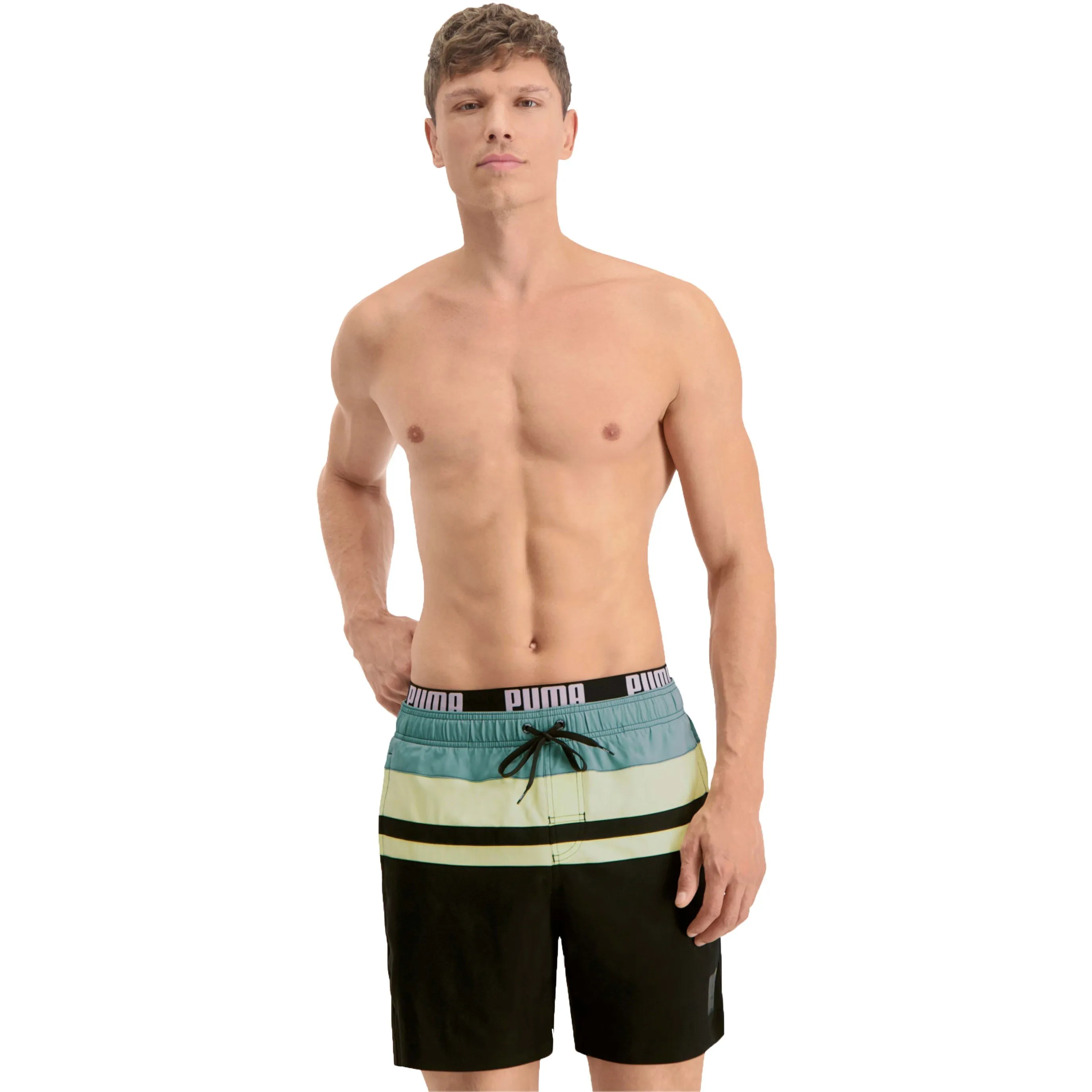 Short de bain mi-long PUMA Swim Heritage Stripe - Mineral bleu - Pu...