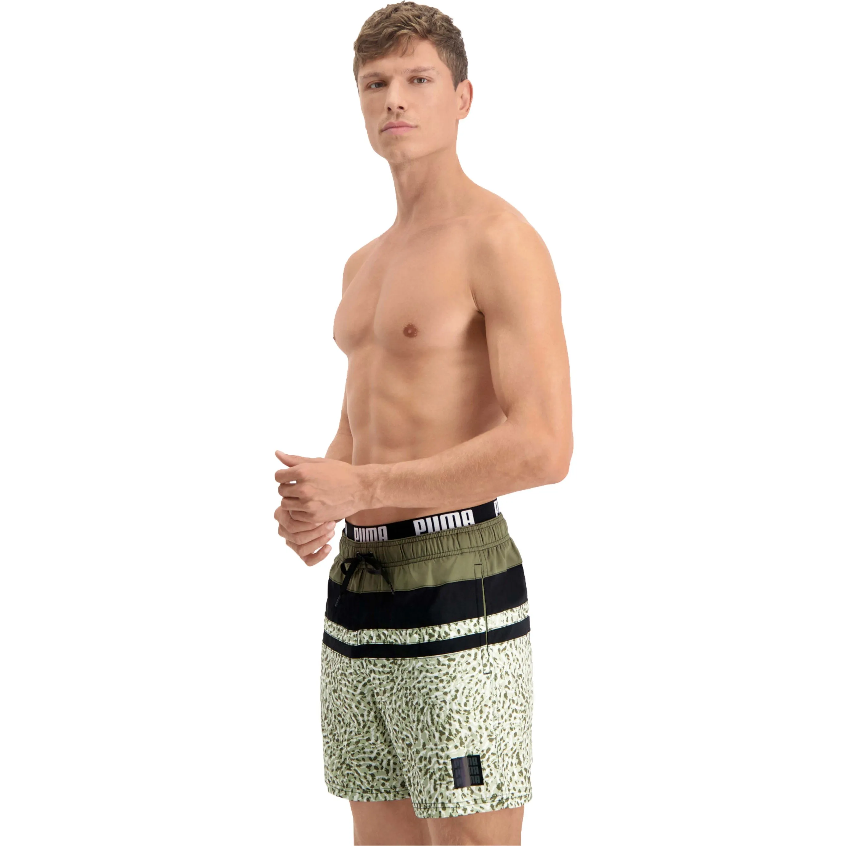 Short de bain mi-long PUMA Swim Heritage Stripe - Moss vert - Puma ...