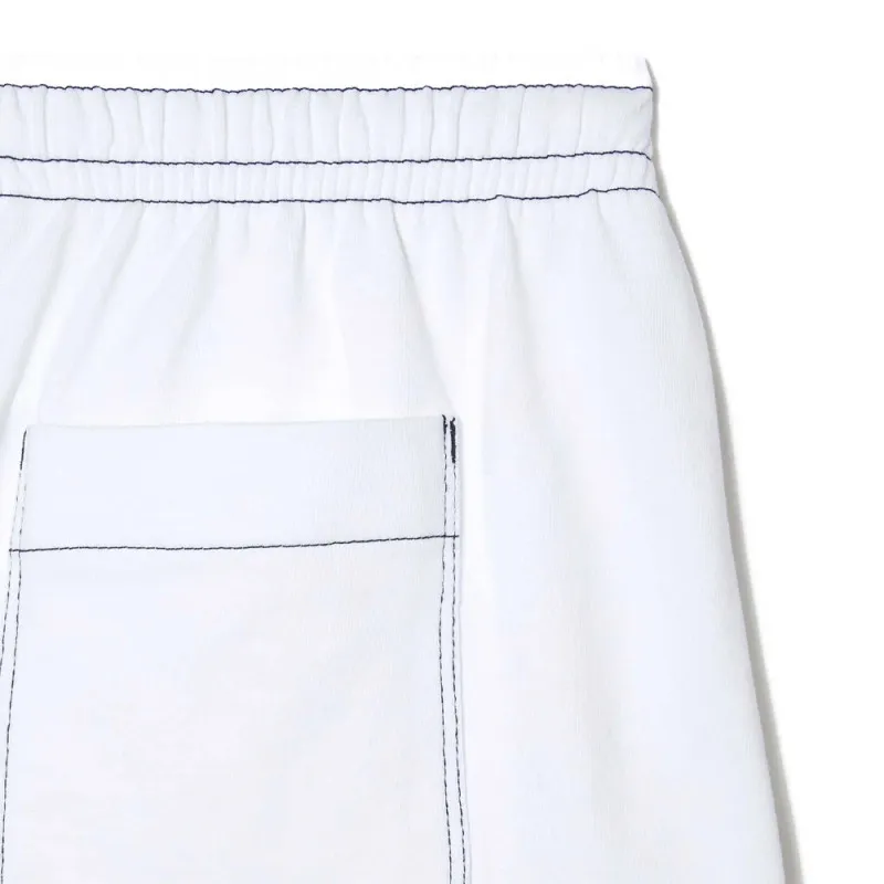 SHORT HOMME LACOSTE REGULAR FIT AVEC MARQUAGE CONTRASTÉ EN MOLLETON BLANC