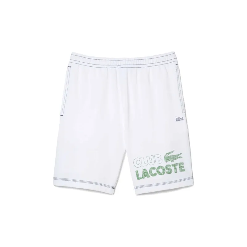 SHORT HOMME LACOSTE REGULAR FIT AVEC MARQUAGE CONTRASTÉ EN MOLLETON BLANC