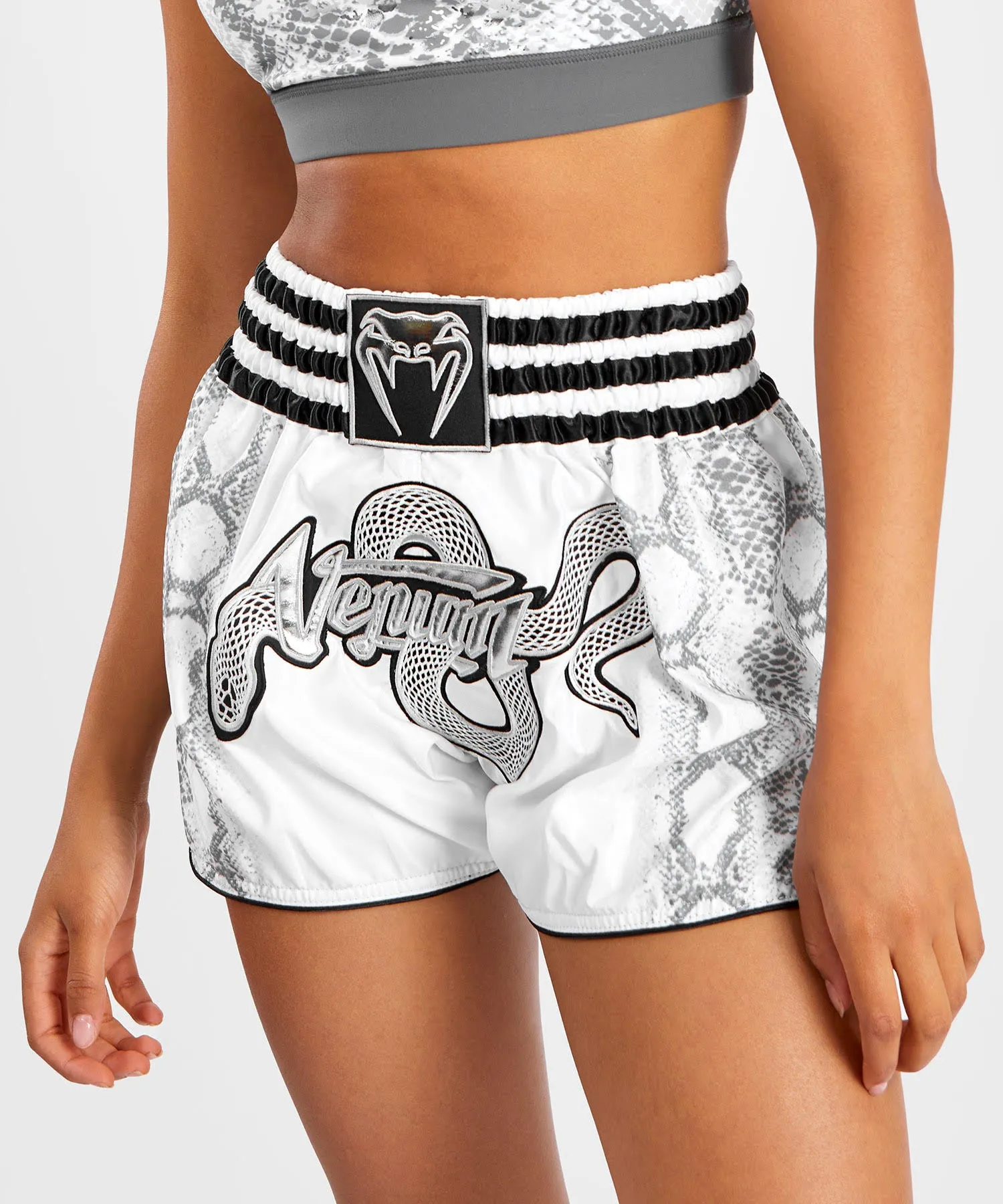 Short Muay Thai Femme Venum White Snake - Blanc