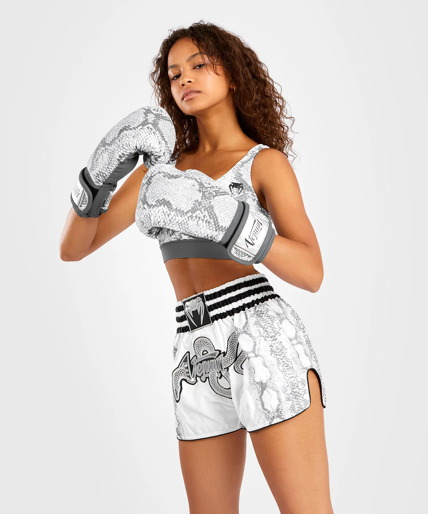 Short Muay Thai Femme Venum White Snake - Blanc