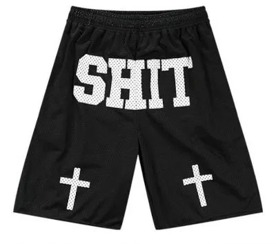 Short Shit Noir et Blanc Baseball Basketball Coton Hip Hop Crucifix