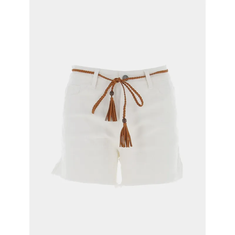 Short à pinces taille haute bleu marine femme - Molly Bracken | wimod