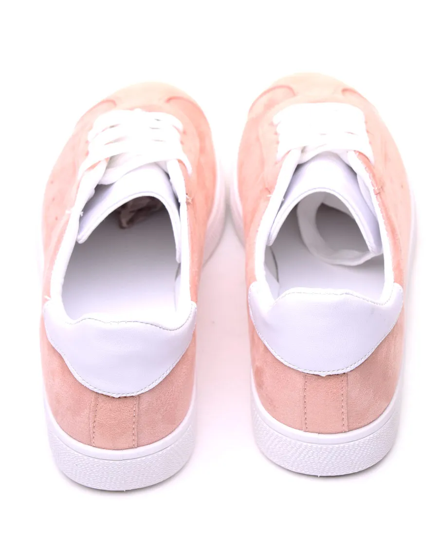 Sneakers en suédine rose pale 