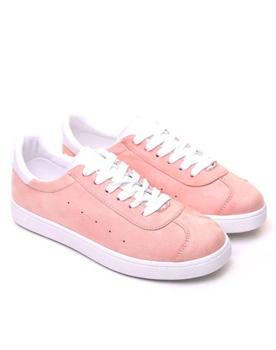 Sneakers en suédine rose pale 