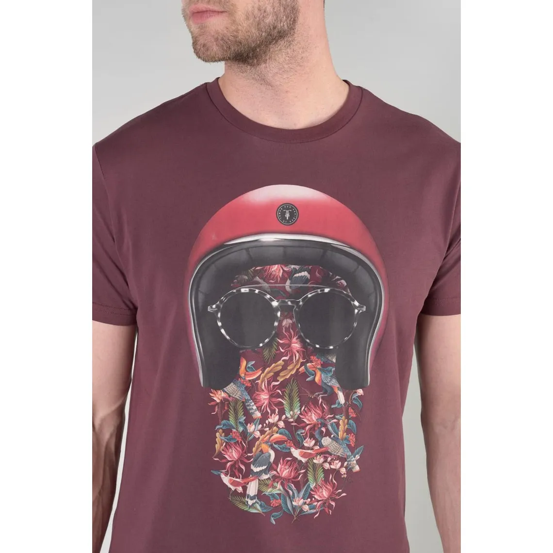 T-shirt Gregor lie de vin imprimé rouge en coton Le Temps des Cerises - T-shirt / Polo Homme sur MenCorner