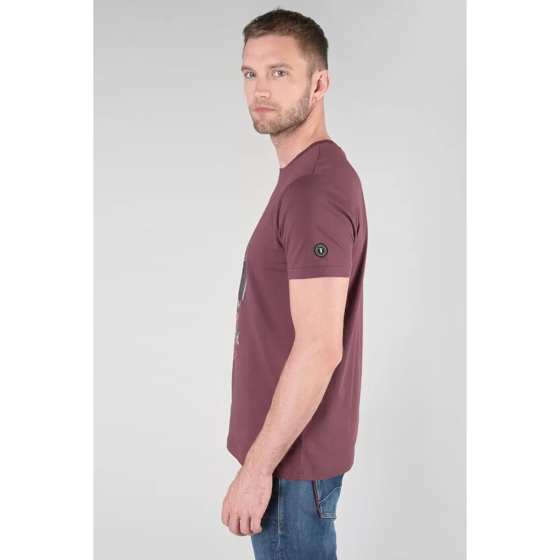 T-shirt Gregor lie de vin imprimé rouge en coton Le Temps des Cerises - T-shirt / Polo Homme sur MenCorner