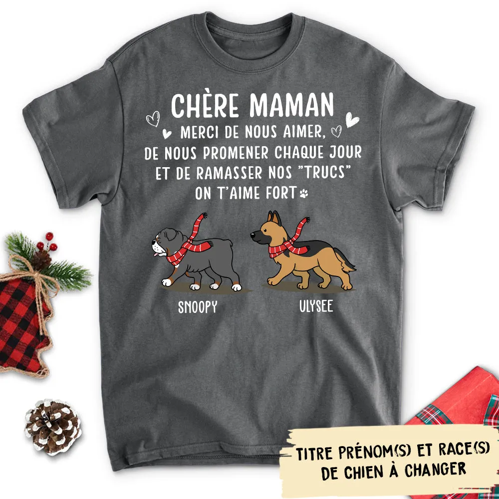 T-shirt Unisex Personnalisé - Merci Papa/ Maman Chien De Me Promener Et Ramasser Mes Trucs