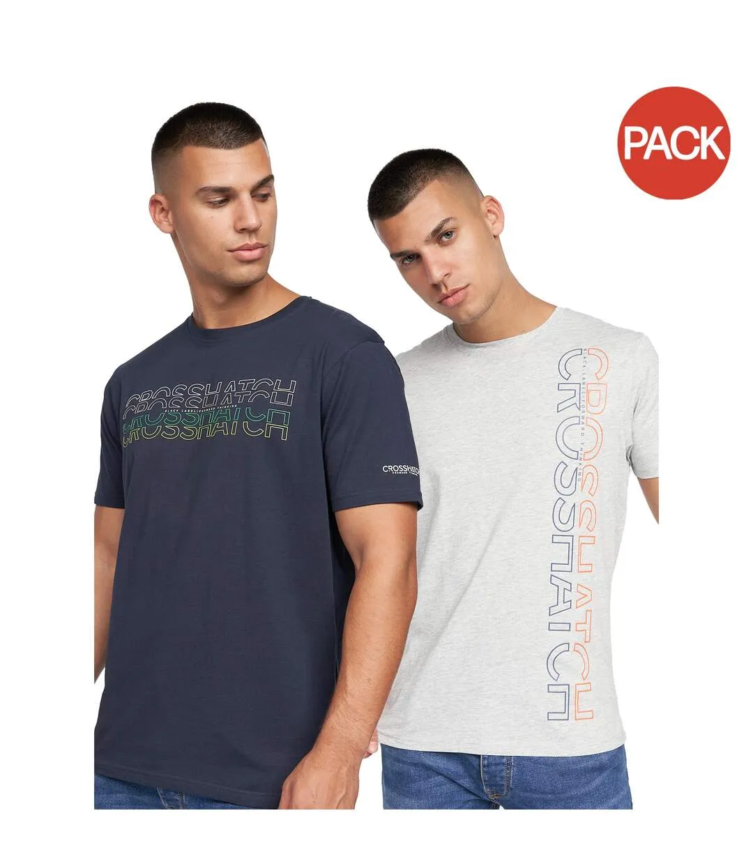 T-shirts cramtar homme bleu marine / gris Crosshatch