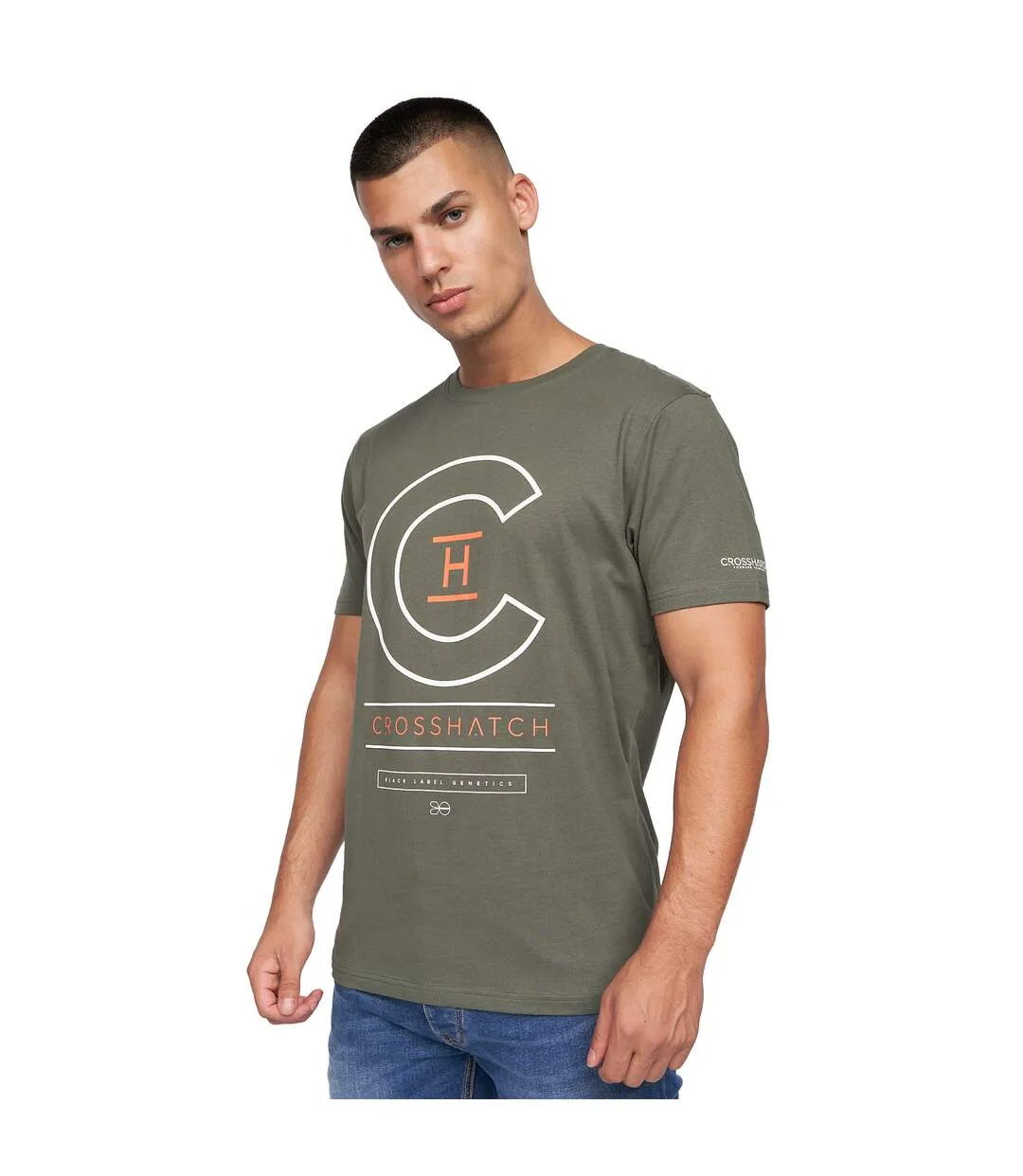 T-shirts univarsity homme vert sombre / gris Crosshatch