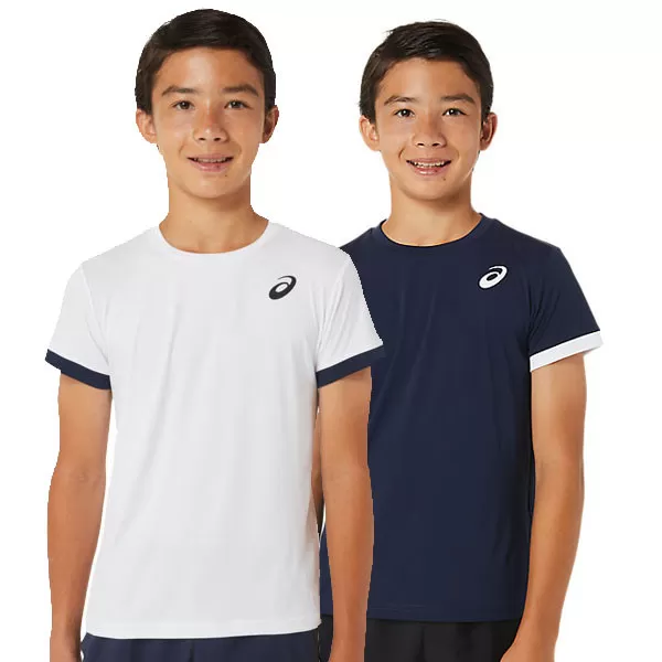 Tee-shirt de tennis junior Asics Court Top Coloris uni blanc ou marine