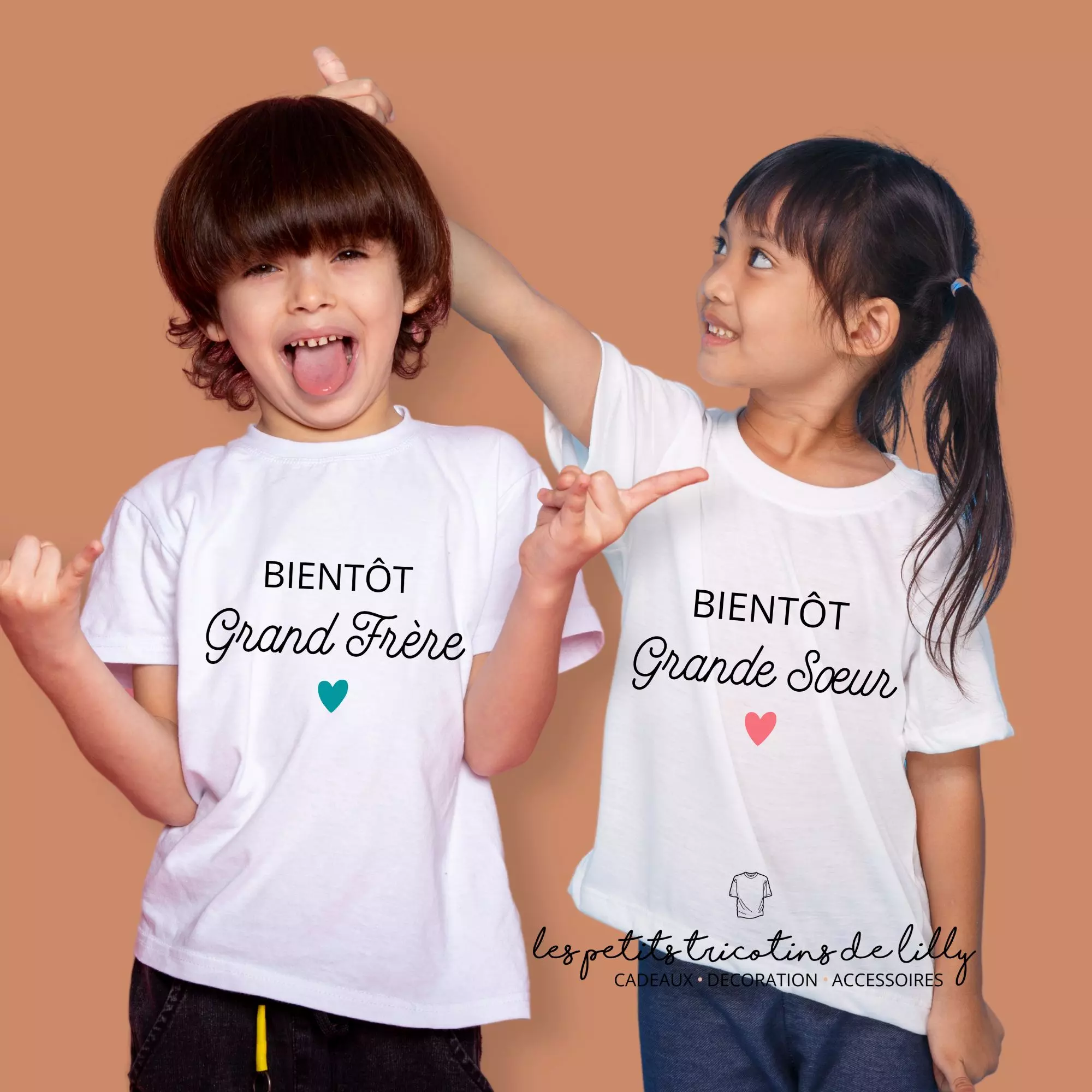 TEE-SHIRT ENFANT BIENTÔT GRAND FRERE/GRANDE SOEUR