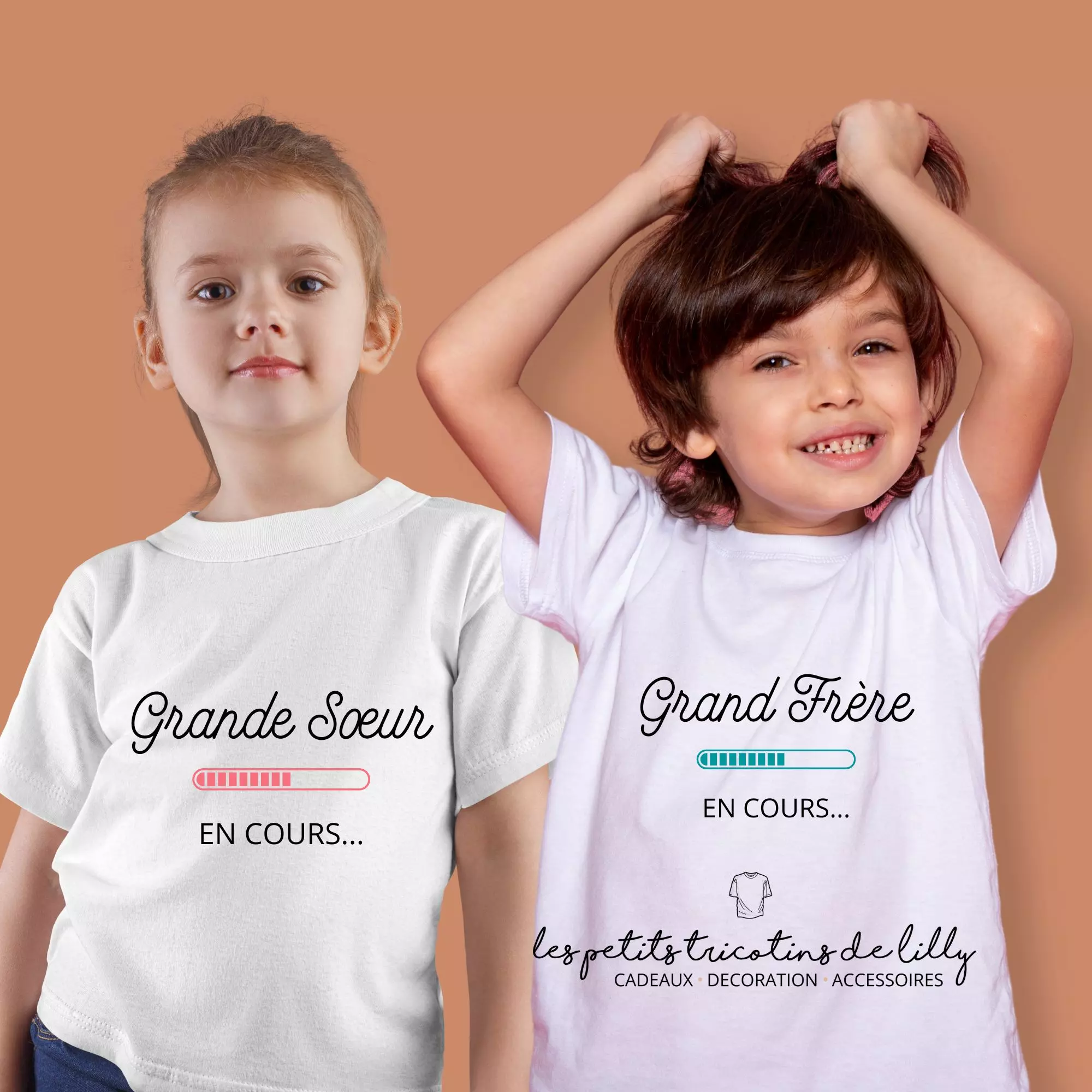 TEE-SHIRT ENFANT GRAND FRERE/GRANDE SOEUR EN COURS