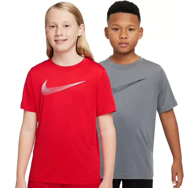 Tee-shirt NIke enfant Training - Logo Swoosh Dri-Fit - Gris ou rouge