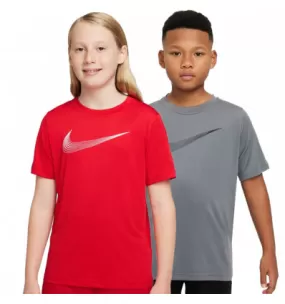 Tee-shirt NIke enfant Training - Logo Swoosh Dri-Fit - Gris ou rouge